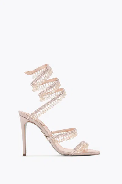 René Caovilla Rene Caovilla Womens Beige Chandelier 105 Crystal-embellished Leather Heeled Courts