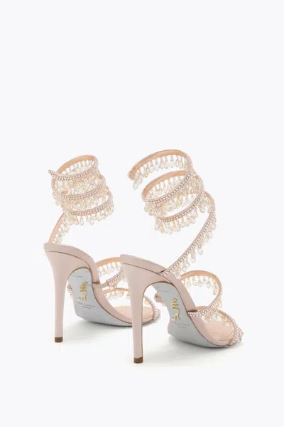 René Caovilla Rene Caovilla Womens Beige Chandelier 105 Crystal-embellished Leather Heeled Courts