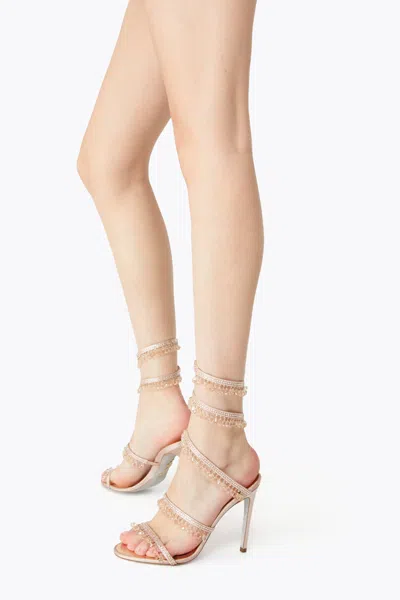 René Caovilla Rene Caovilla Womens Beige Chandelier 105 Crystal-embellished Leather Heeled Courts