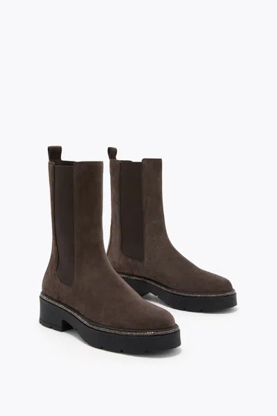 René Caovilla Bika Brown Ankle Boot With Crystals 50 In Brown