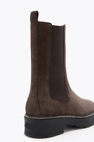 René Caovilla Bika Brown Ankle Boot With Crystals 50 In Brown