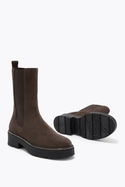 René Caovilla Bika Brown Ankle Boot With Crystals 50 In Brown
