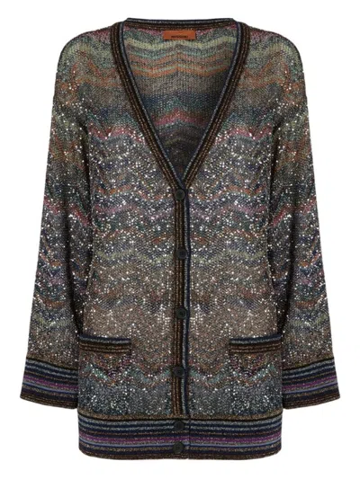 Missoni Oversized Cardigan With Multicolor Sequins In Multi