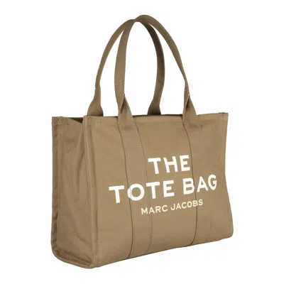 Marc Jacobs Structured Cotton Tote Bag With Bold Lettering In Green