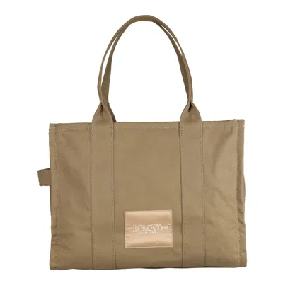 Marc Jacobs Structured Cotton Tote Bag With Bold Lettering In Green