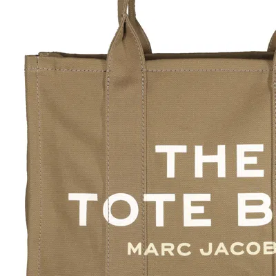Marc Jacobs Structured Cotton Tote Bag With Bold Lettering In Green
