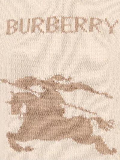 Burberry Wool-cashmere Blend Sweater With Contrasting Graphic In Gray