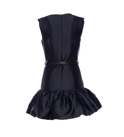 Self-portrait Taffeta Mini Dress With Puffed Skirt In Blue
