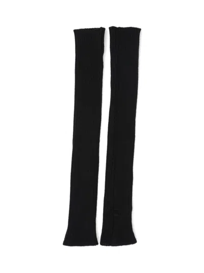 Rick Owens Knit Gloves With Button Detail And Ribbed Texture In Black