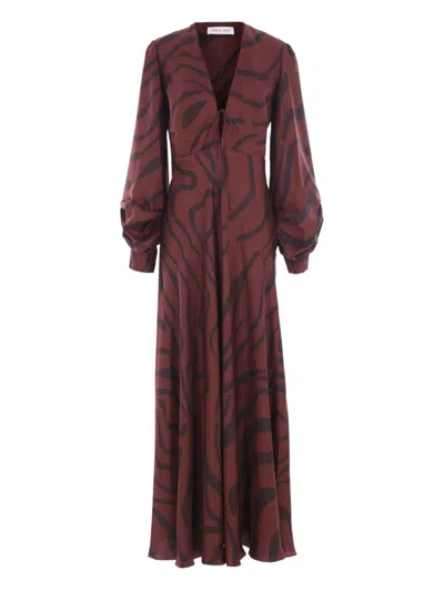 Raquel Diniz Zebra Print Maxi Dress With Knotted Straps In Brown