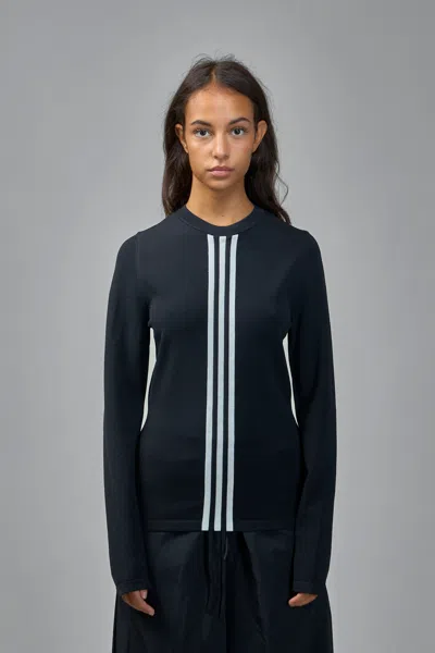 Y-3 Contrasting Striped Long-sleeve Top With Drawstring Hem In Black