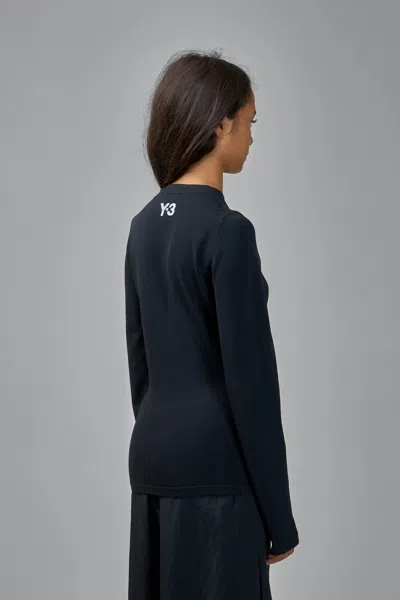 Y-3 Contrasting Striped Long-sleeve Top With Drawstring Hem In Black