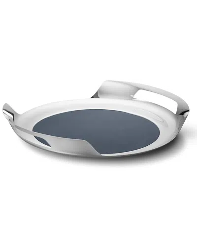 Georg Jensen Helix Tray With Leather Inlay In Silver