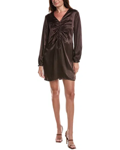 Nation Ltd Shirred Silk Dress In Coffee In Brown