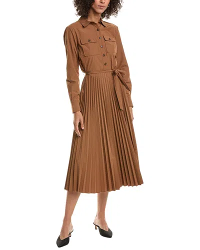 Derek Lam 10 Crosby Kenza Pleated Poplin Midi Shirt Dress In Brown