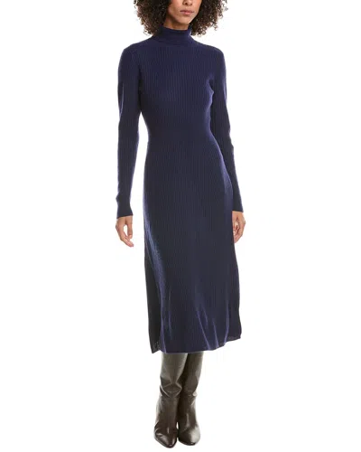 Derek Lam 10 Crosby Diana Ribbed Wool Turtleneck Midi Dress In Blue