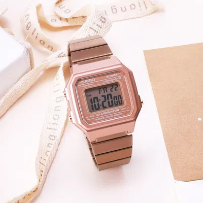 Casio Quartz Waterproof Pink Digital In Gold
