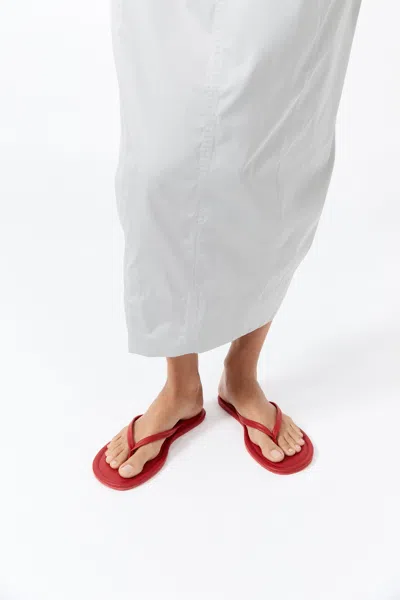 St Agni Leather Flip Flops In Red