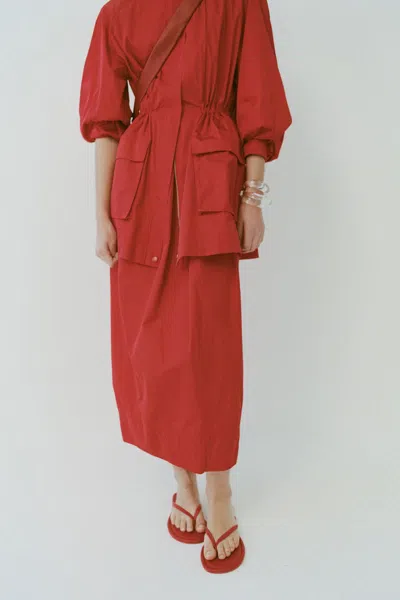 St Agni Leather Flip Flops In Red