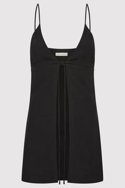 St Agni Tie Front Top In Black