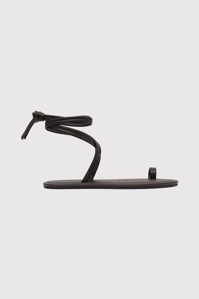 St Agni Lace-up Leather Sandals In Brown