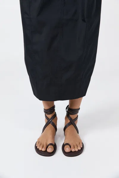 St Agni Lace-up Leather Sandals In Brown