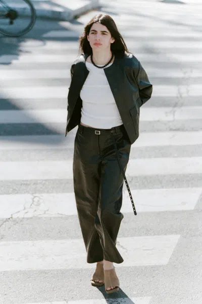 St Agni Utility Cocoon Leather Bomber In Black