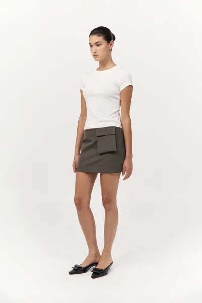 St Agni Utility Pocket Mini Skirt In Khaki In Gray