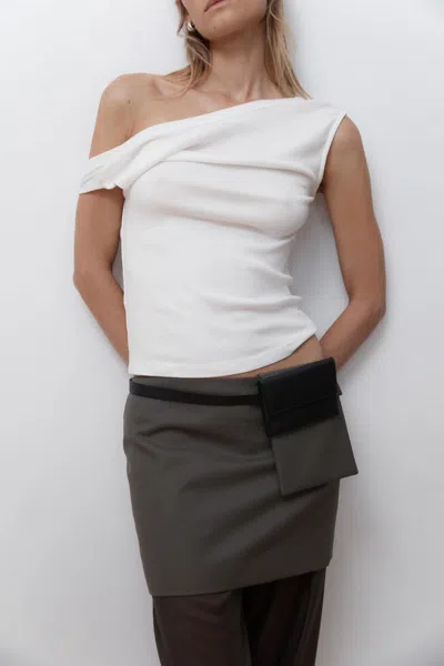 St Agni Utility Pocket Mini Skirt In Khaki In Gray
