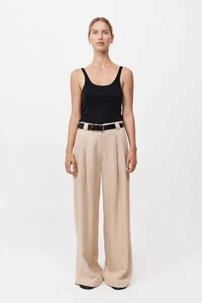 St Agni Wide Leg Pleat Pants In Dune In Nude