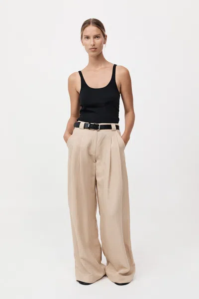 St Agni Wide Leg Pleat Pants In Dune In Nude