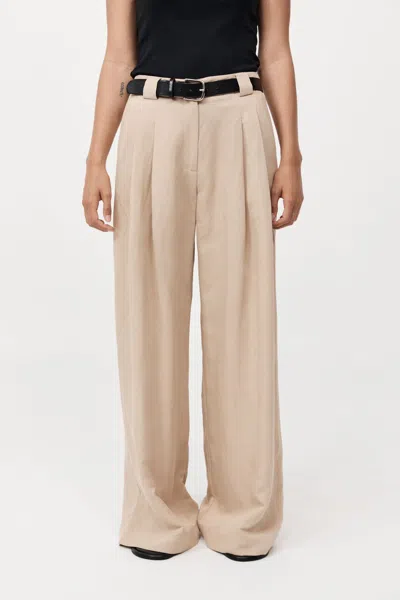 St Agni Wide Leg Pleat Pants In Dune In Nude