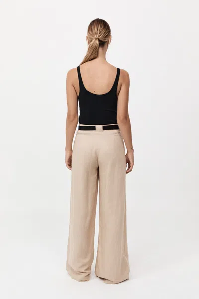 St Agni Wide Leg Pleat Pants In Dune In Nude