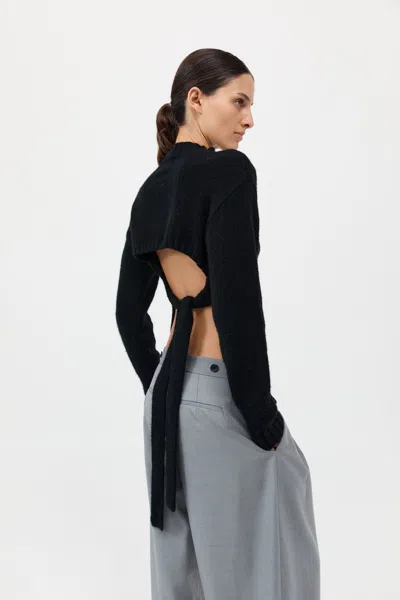 St Agni Wool Cashmere Blend Tie Back Jumper In Black