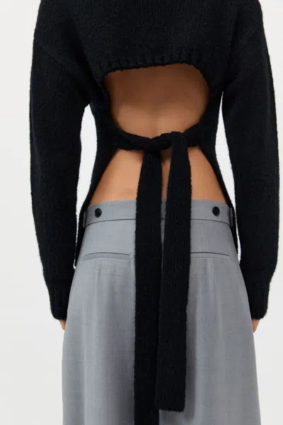 St Agni Wool Cashmere Blend Tie Back Jumper In Black