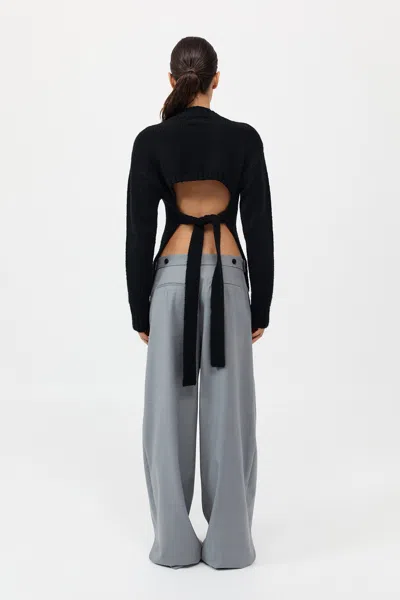 St Agni Wool Cashmere Blend Tie Back Jumper In Black