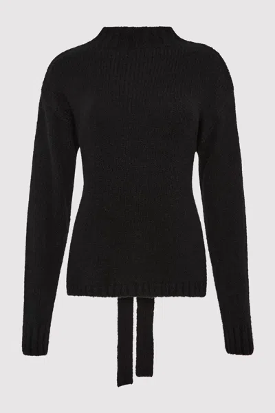 St Agni Wool Cashmere Blend Tie Back Jumper In Black