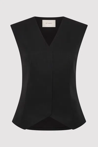 St Agni Wool Vest In Black
