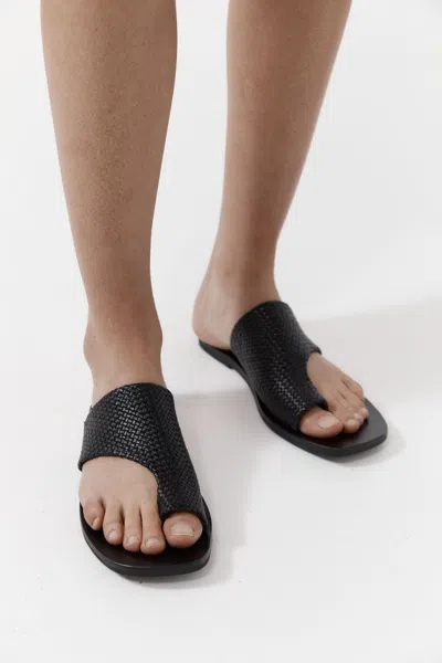 St Agni Woven Abstract Slide Sandal In Black In Black
