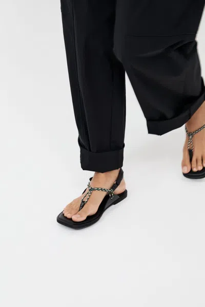 St Agni Woven Rope Leather Sandals In Green