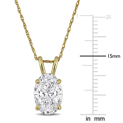 Created Forever 2ct Tw Oval-cut Lab Grown Diamond Solitaire Pendant With Chain In 14k Yellow Gold -  In Gold