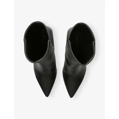 Stuart Weitzman 5050 Vinnie High Heels Ankle Boots In Black Leather In Black