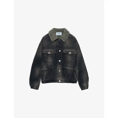 Prada Corduroy Blouson Jacket In Black