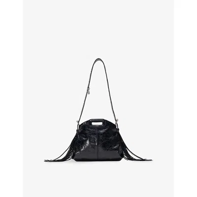 Maje Womens Black Miss M Logo-charm Leather Shoulder Bag