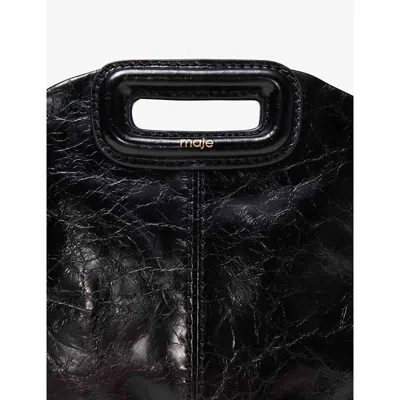 Maje Womens Black Miss M Logo-charm Leather Shoulder Bag