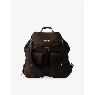 Prada Medium Re-nylon Backpack With Pouch Bags In Brown
