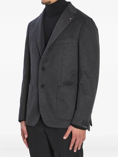 Tagliatore Single-breasted Cashmere Jacket In Gray