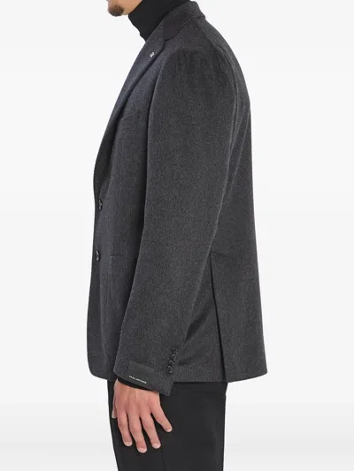 Tagliatore Single-breasted Cashmere Jacket In Gray