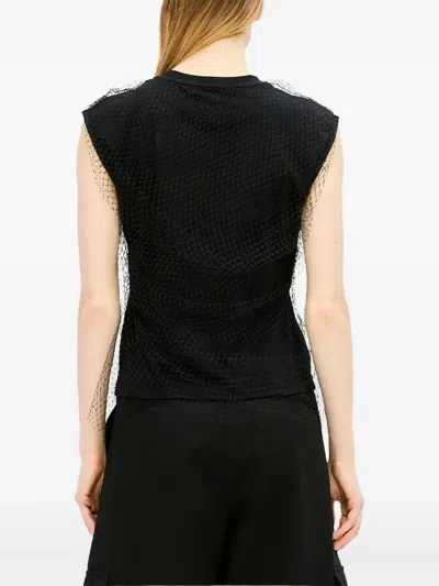 Msgm Mesh-overlay Tank Top In Black