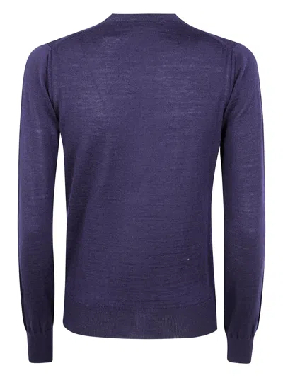 Comme Des Garçons Ribbed Hem Long Sleeve Crew Neck Cardigan In Blue